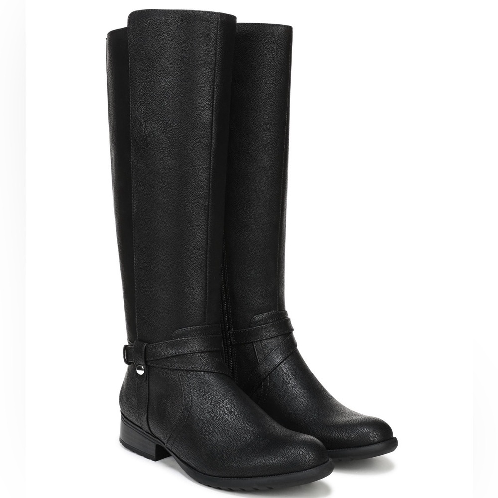 Life Stride Elegant Black Knee-High Boots Size 10 Wide Calf